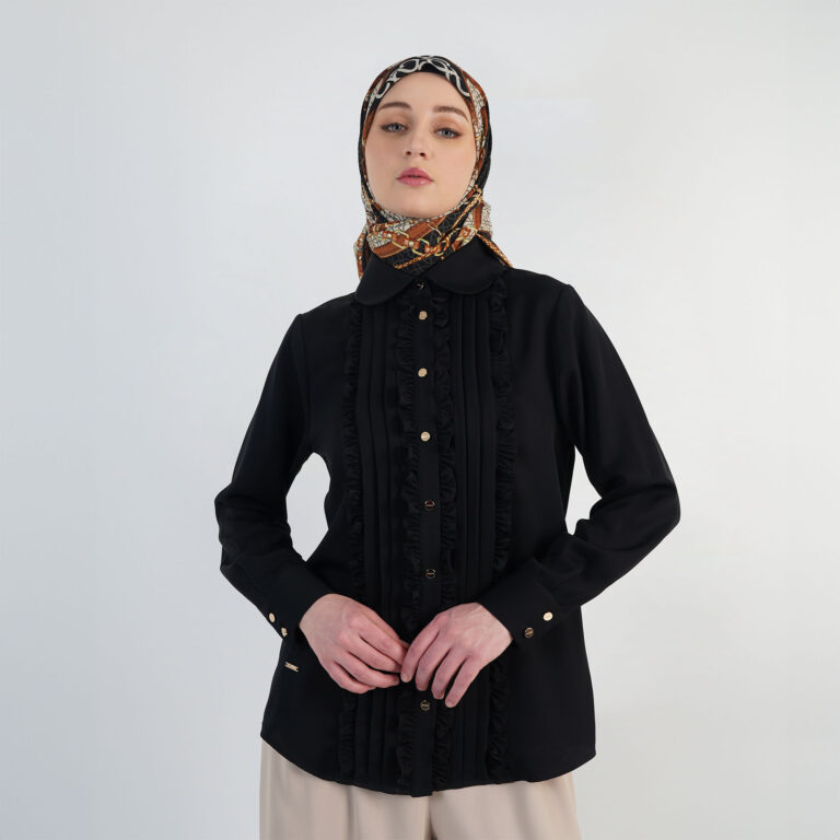 Woodland Ruffle Blouse - Black