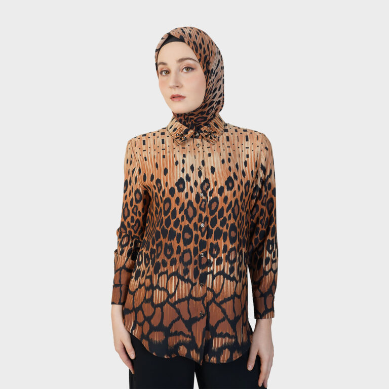 Leopard Lines Blouse - Brown