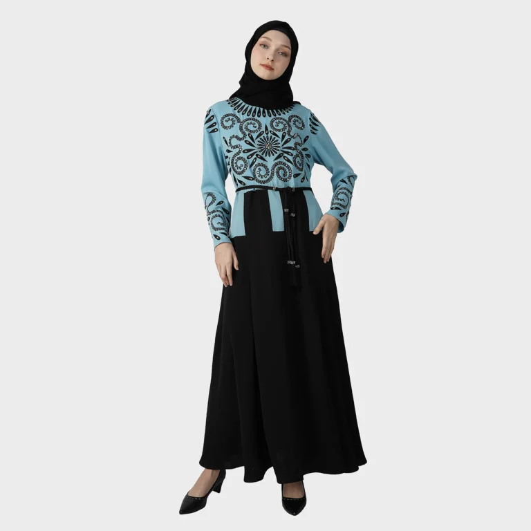 Amber Bloom Abaya - Blue