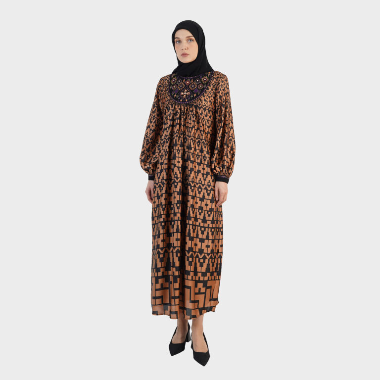 Nexa Geometric Jalabiya - Brown