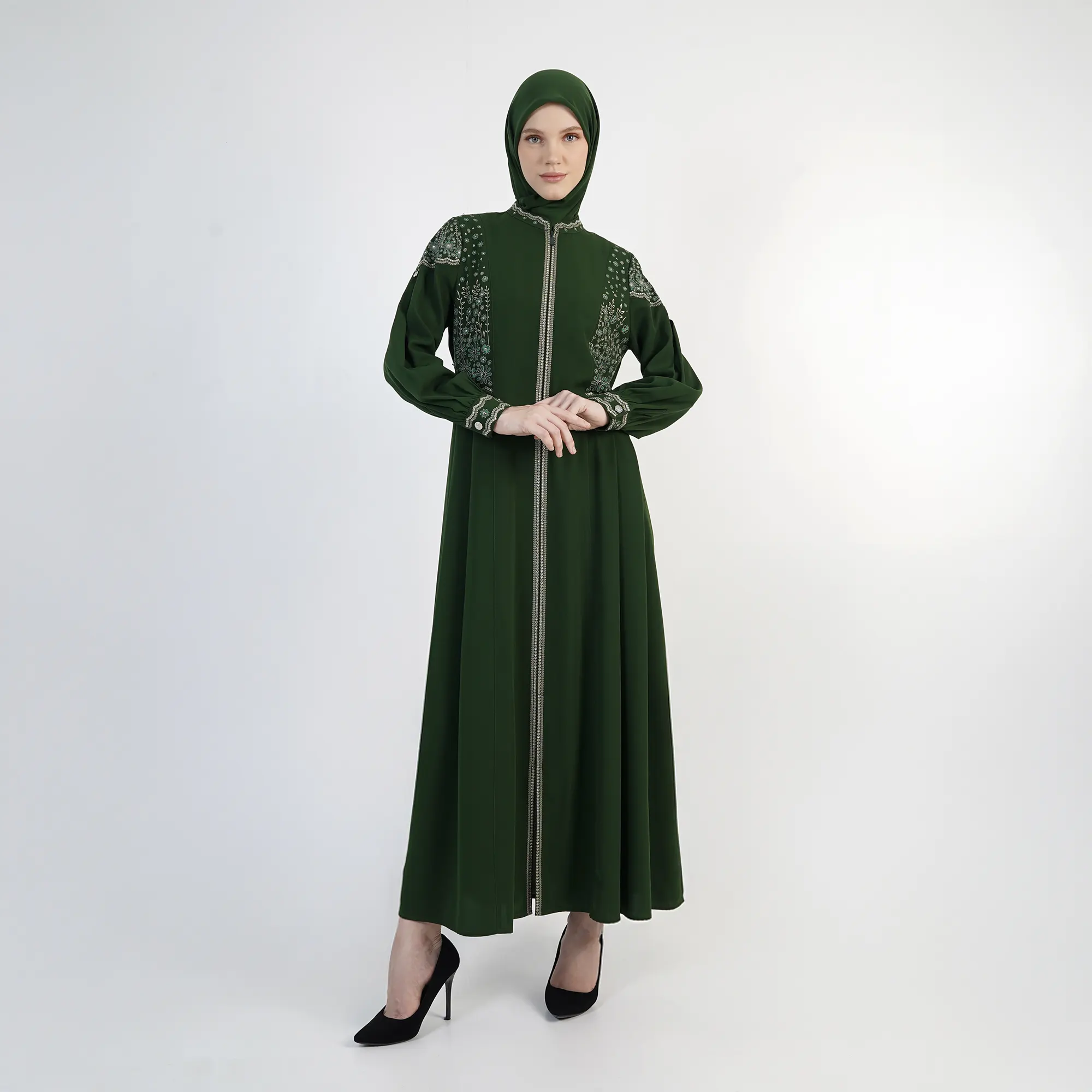 HIKMAT Abaya A3868 D Green (1)