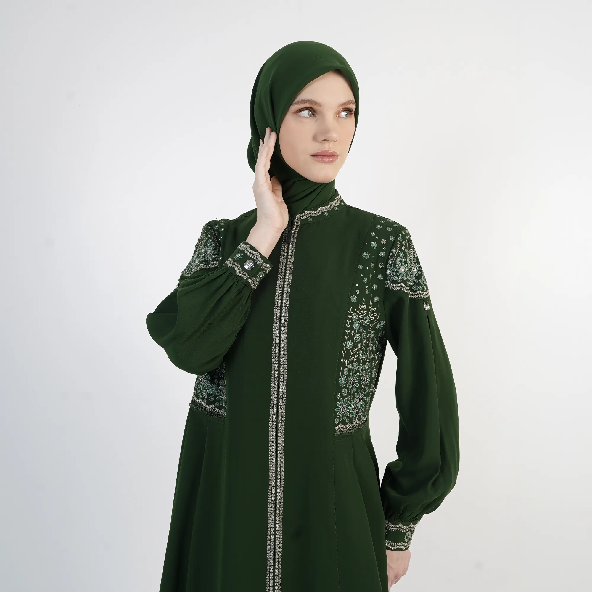 HIKMAT Abaya A3868 D Green (3)