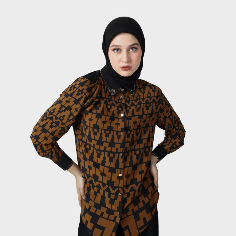 Geometrie Chic Blouse - Brown