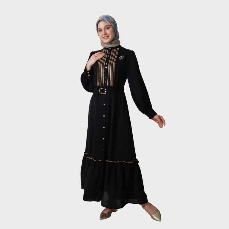 Diva Lines Abaya - Black