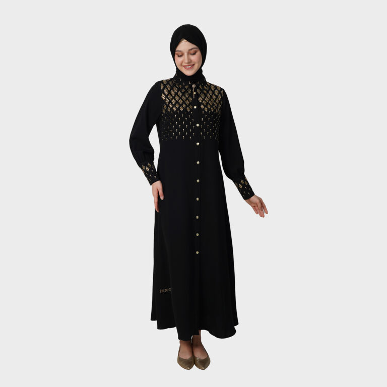 Golden Glint Abaya - Black