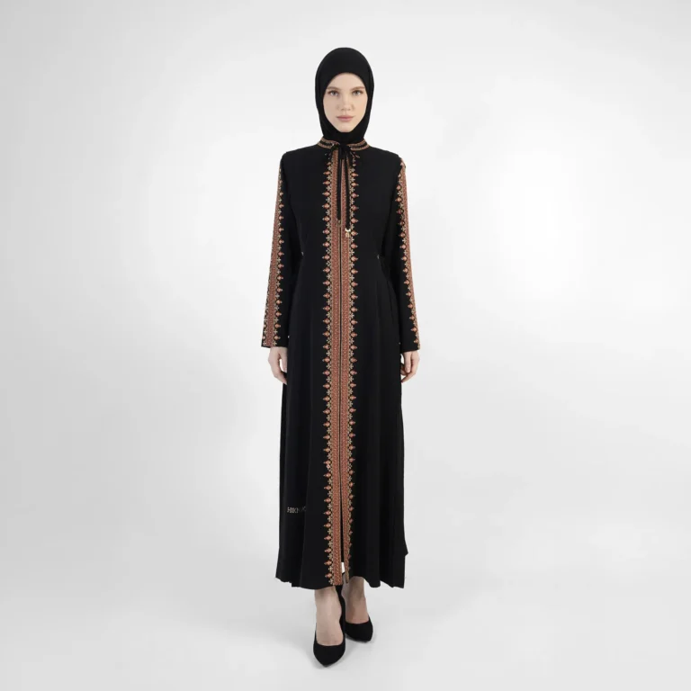 Noura Ripple Abaya - Black