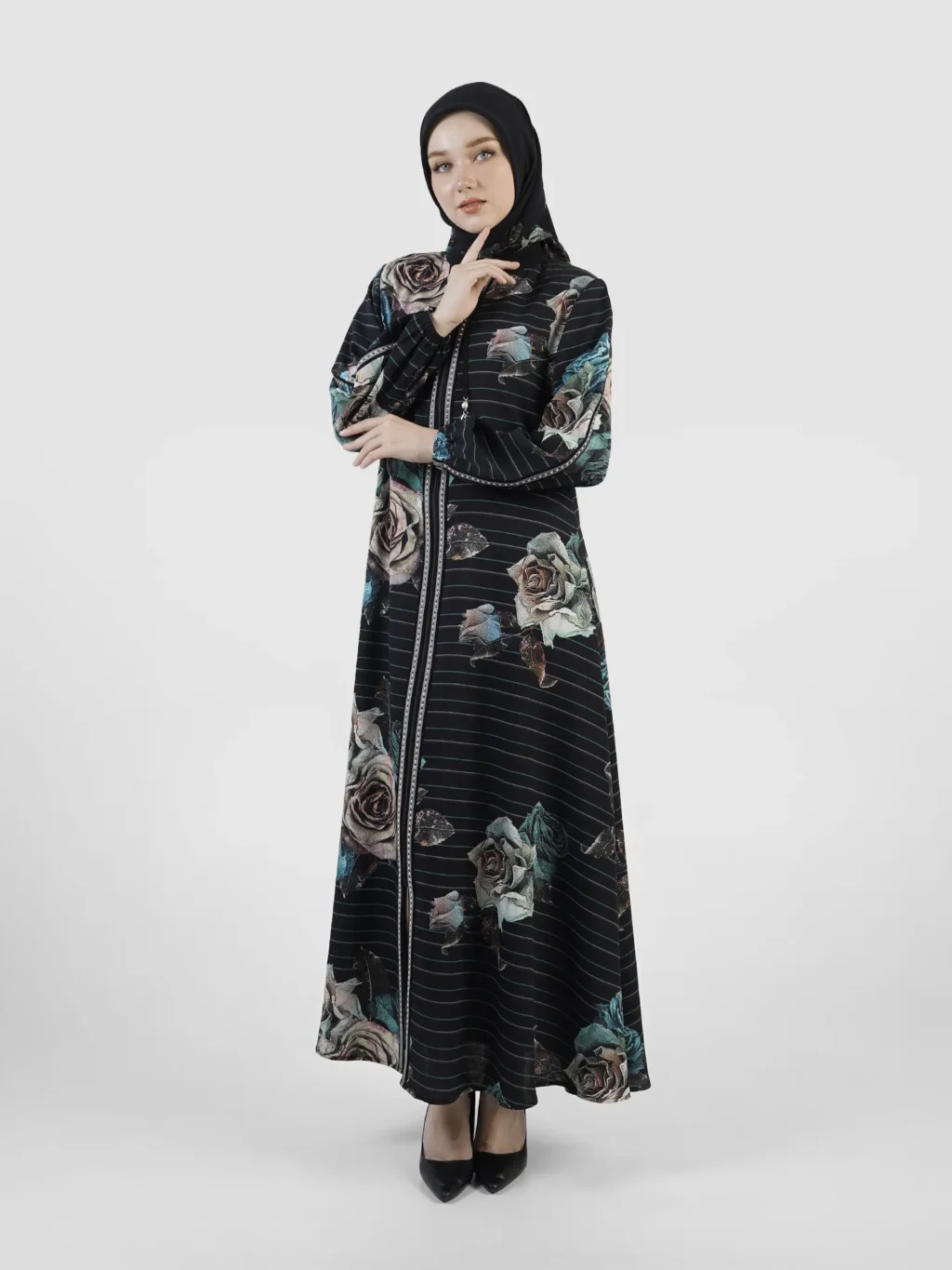 Stripelle Rose Abaya