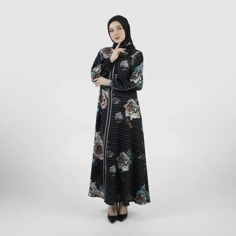 Stripelle Rose Abaya - Blue