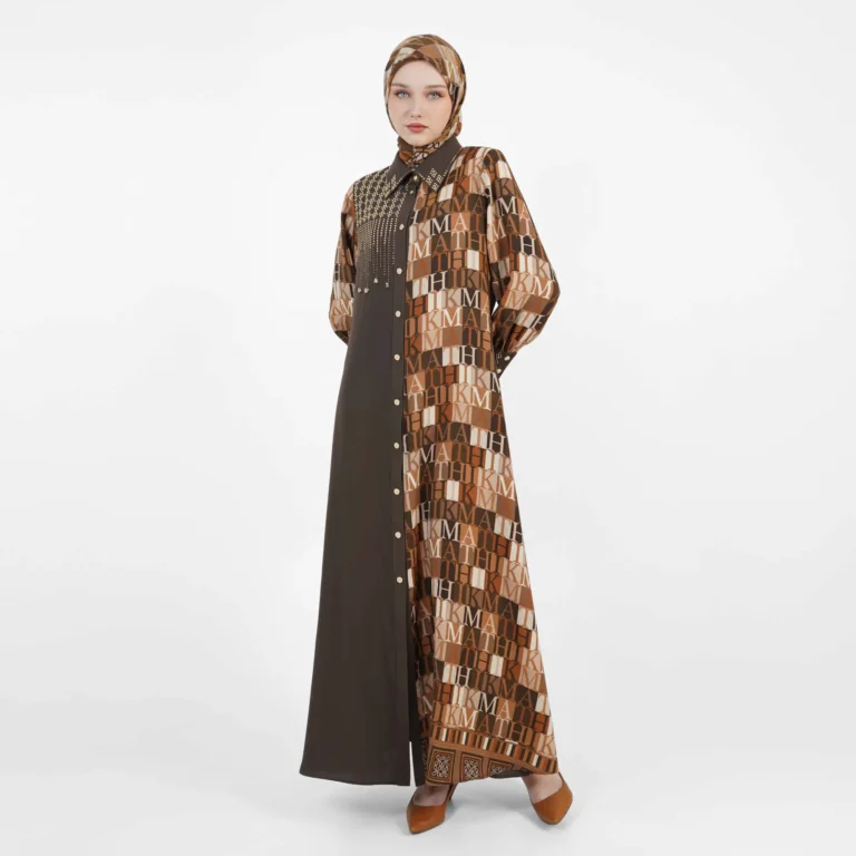 Letter Mosaic Abaya - Olive