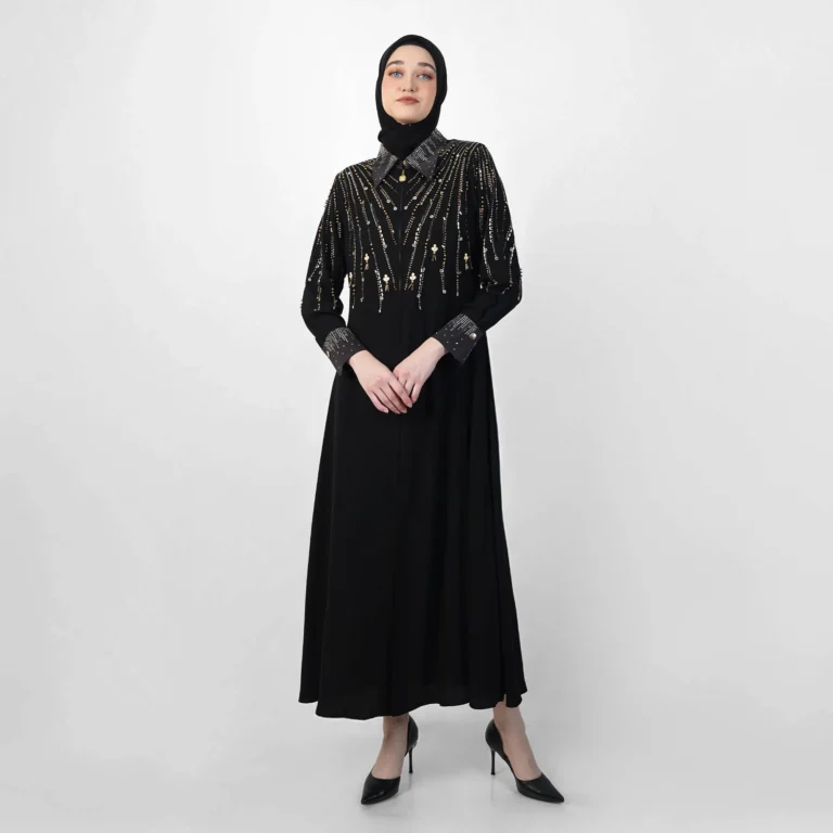 Glimmer Drip Abaya - Black