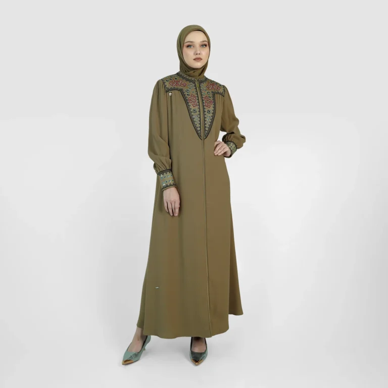 Ravella Etch Abaya - Green