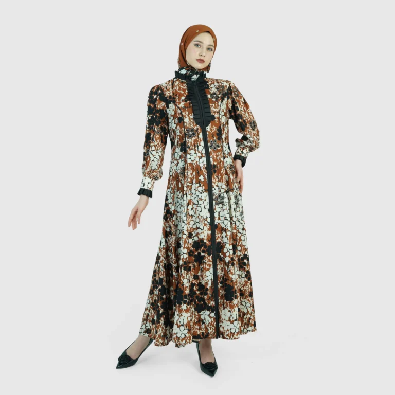 Ronce Fleurie Abaya - Brown