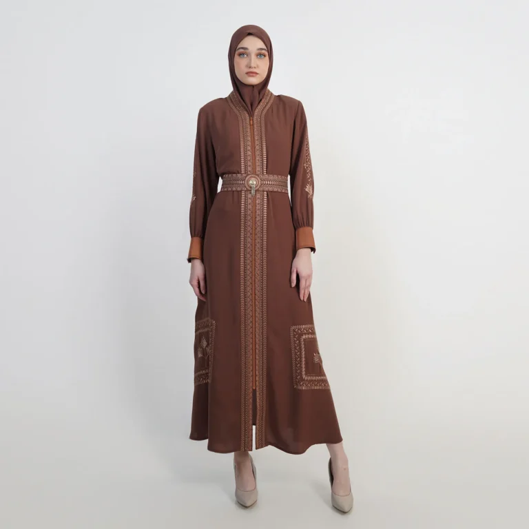Zahra Gold Serene Abaya - Brown