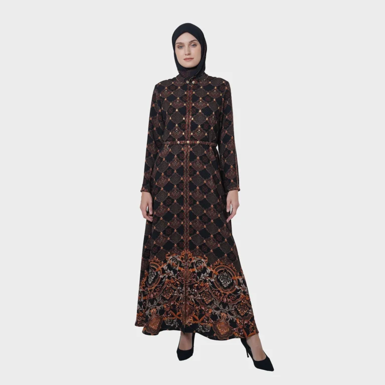 Royal Blossom Abaya - Brown