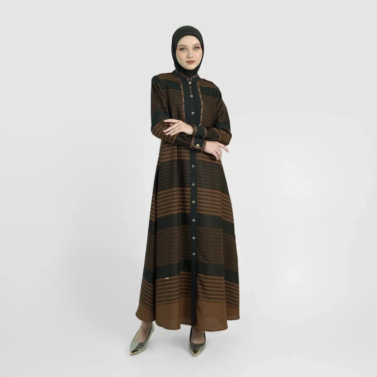 Stripe Serenne Abaya - Brown