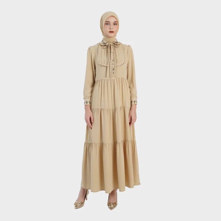 Ruffle Serenne Dress - Beige