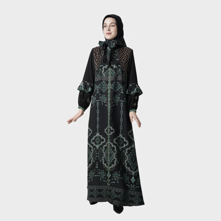 Gilded Lace Abaya - Green