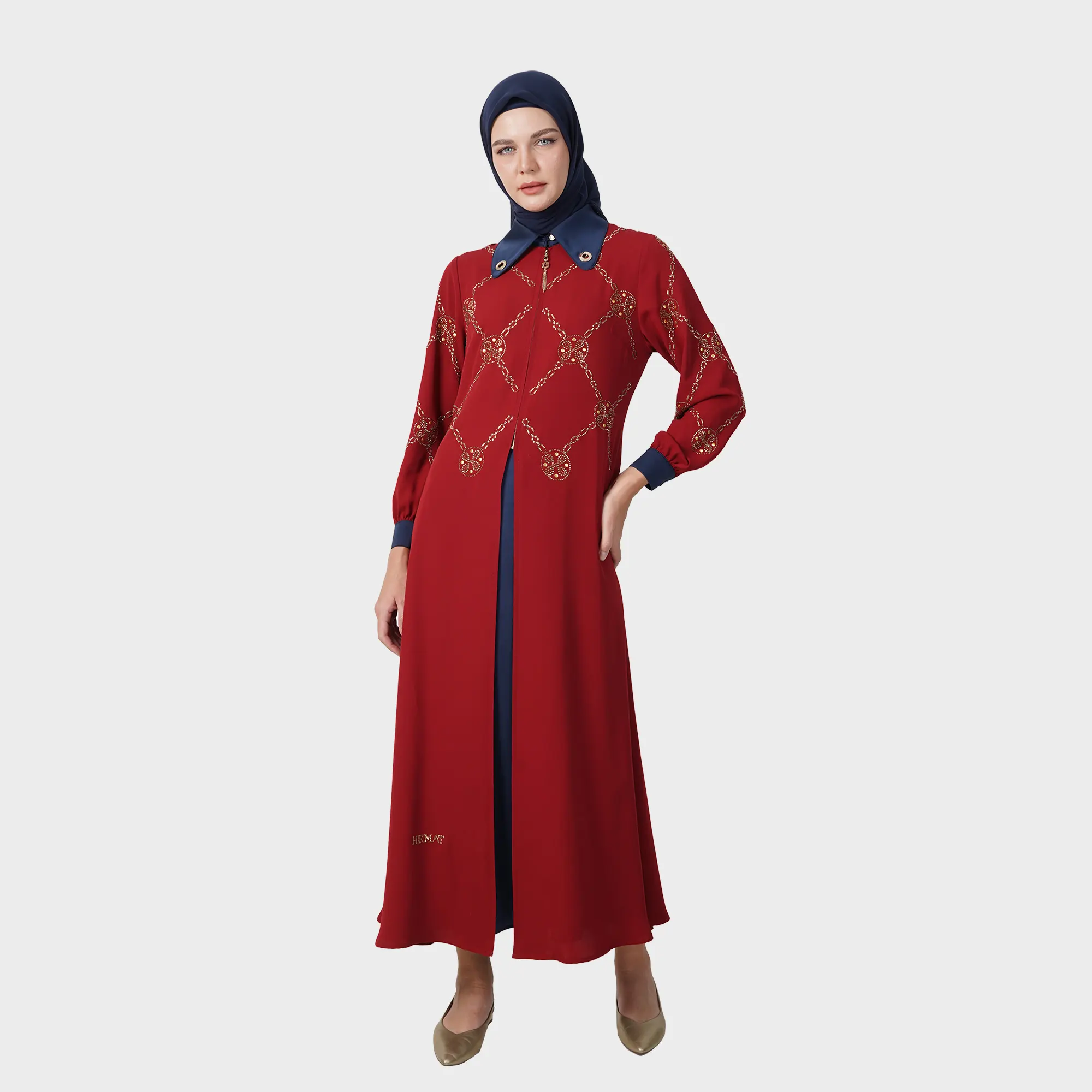HIKMAT Abaya A3833 Maroon (1)