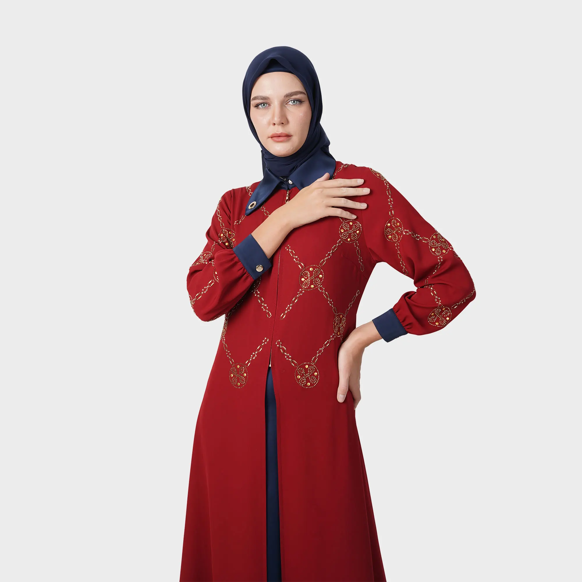 HIKMAT Abaya A3833 Maroon (2)