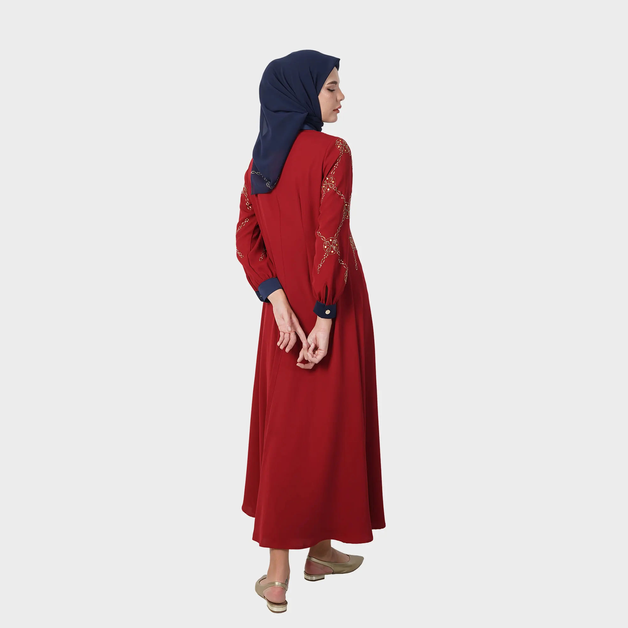 HIKMAT Abaya A3833 Maroon (3)