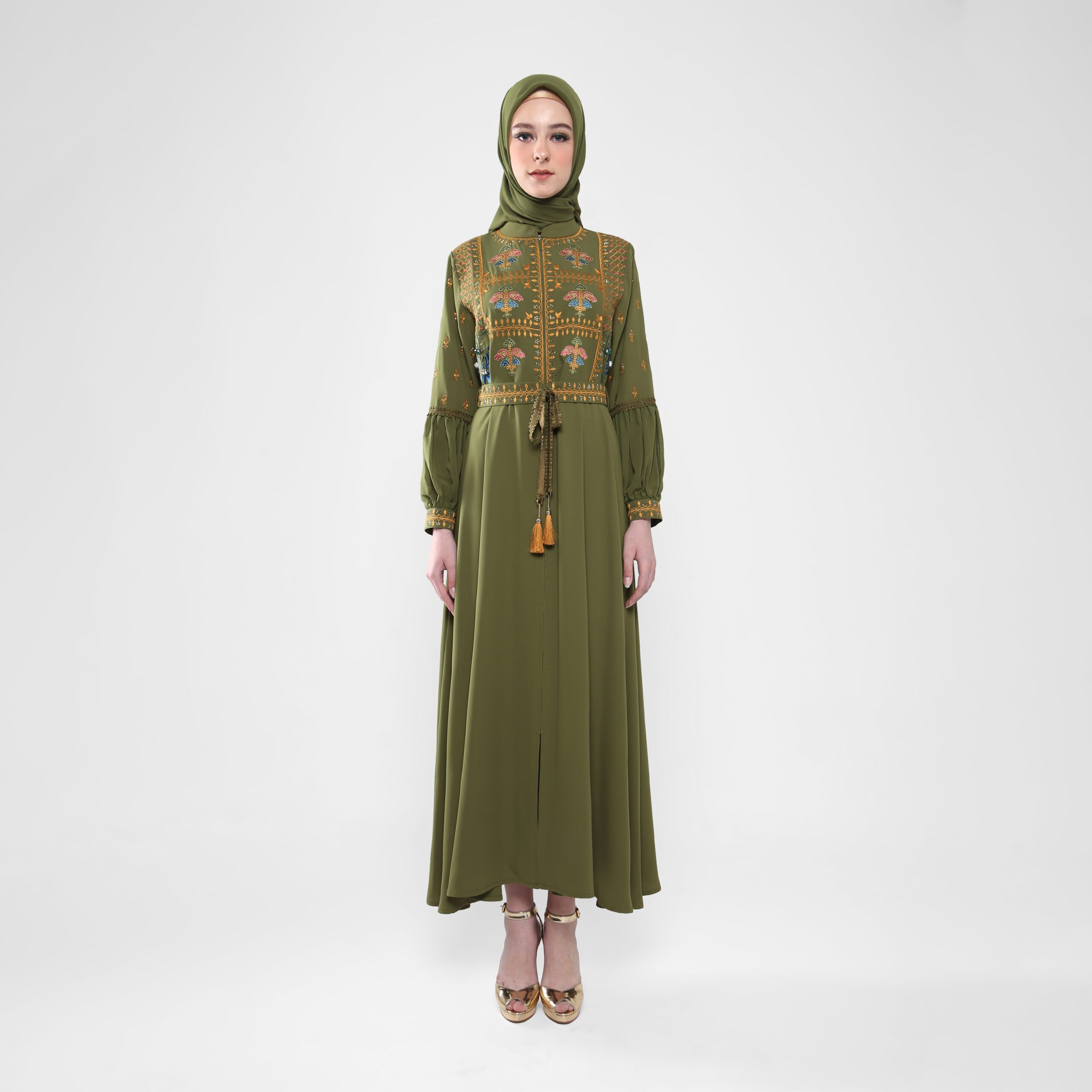 HIKMAT Abaya A3845 Green (1)