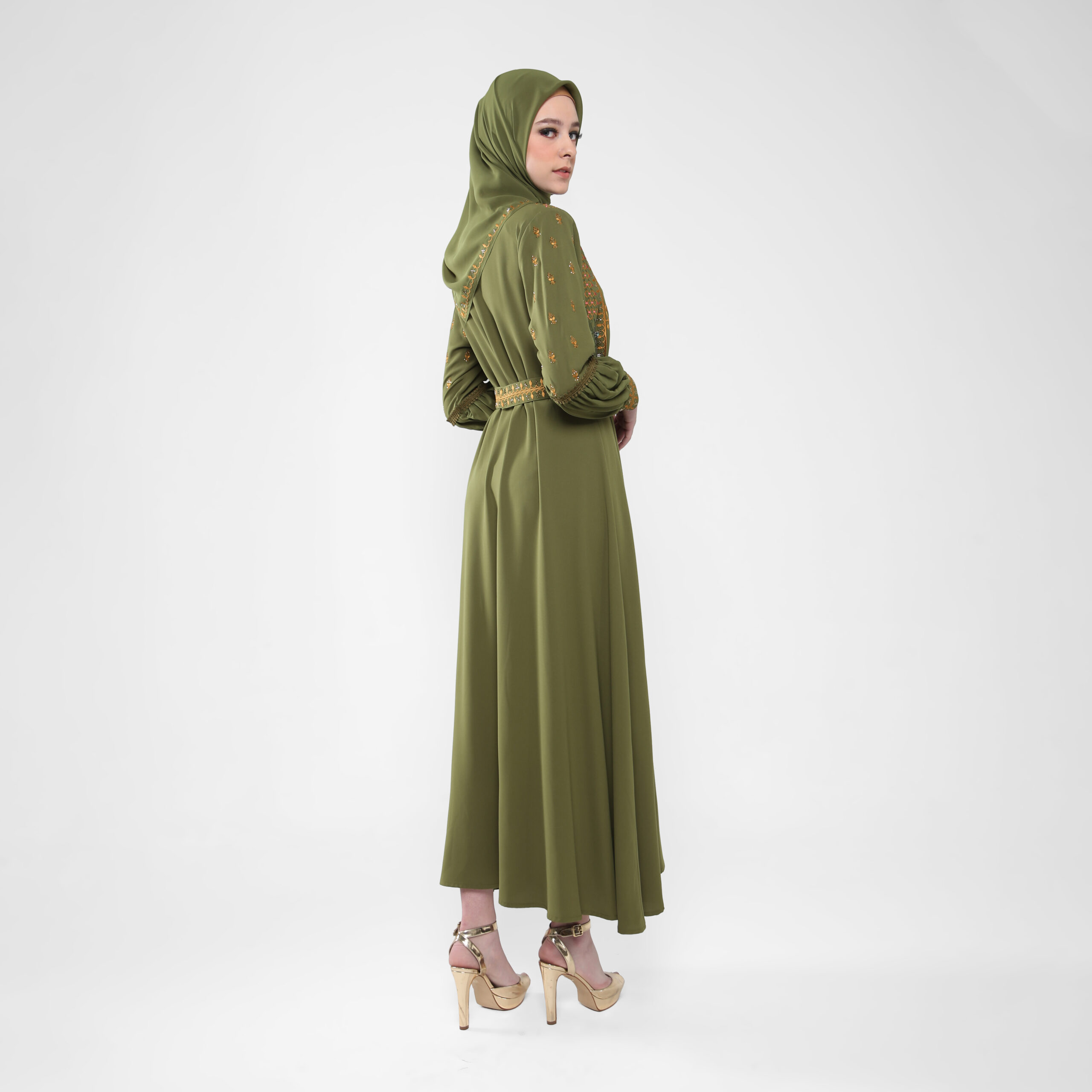HIKMAT Abaya A3845 Green (2)
