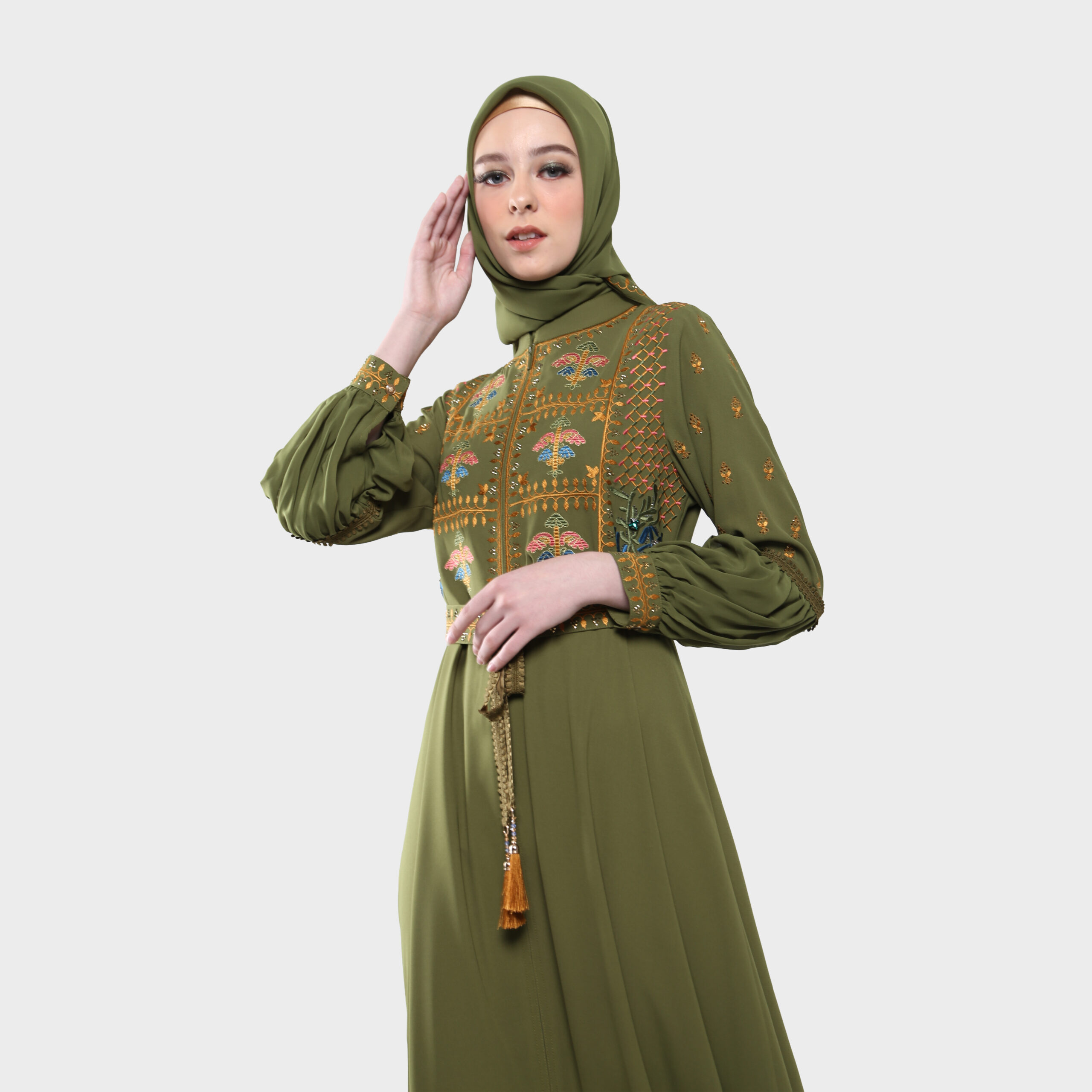 HIKMAT Abaya A3845 Green (3)
