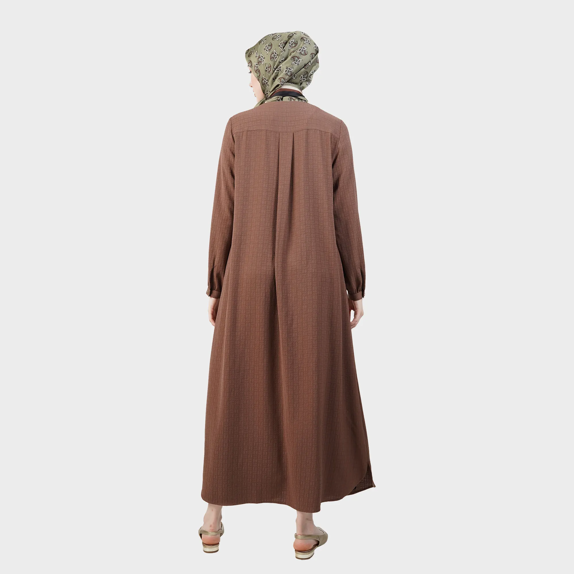 HIKMAT Casual Abaya C8477 Brown (2)